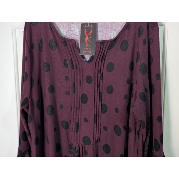 NWT Reborn Tunic Dress Plus 3x Maroon Black Damask Boho Stretchy Flounce Sleeves - Picture 8 of 14